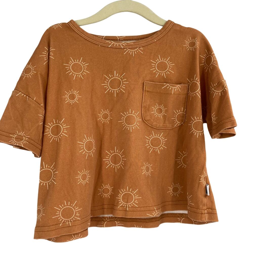 Braxton Phoenix Sun Print Orange Boxy Cotton Tee Toddler Size 3T